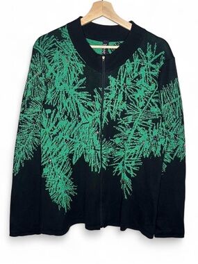 Berek Embellished Christmas Tree Pine Novelty Holiday Zip Up Sweaters